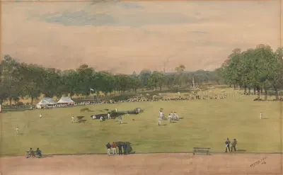 A Cricket Match of the Royal Marine Artillery, London by Walter Paris, 1888 — digital art print download