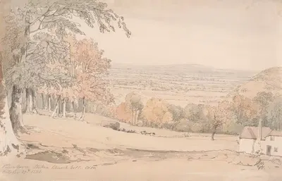 Вид с холма Стокенчёрч, Бакингемшир by Уильям Альфред Деламотт, 1821 — digital art print download