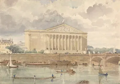 Палата депутатов и мост Людовика XVI, 30 июля 1828 года, 6 часов утра by Уильям Генри Лейк Прайс — digital art print download