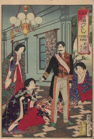 Альбом Нишикиэ, пл. 12 by Тойохара Чиканобу, 1887-1890 — digital art print download