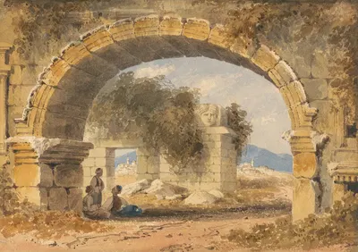 Figures Seated Under a Stone Arch by William Page — digital art print download