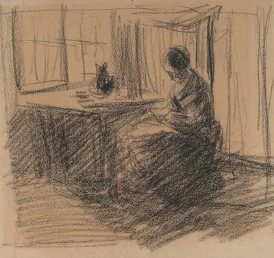 Woman Contemplating in an Interior by Якоб Смитс — digital art print download