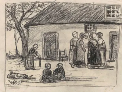 Women and Children at the Farm by Якоб Смитс — digital art print download