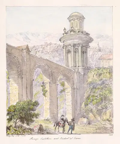 Roman Castellum and Viaduct at Evora by Charles Hamilton Smith — digital art print download