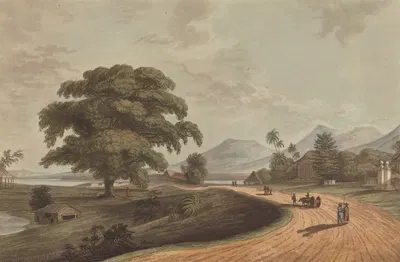 Форт Марлборо из старого Бенкулена, Суматра, 1799 by Иосиф Константин Стадлер, 1799 — digital art print download