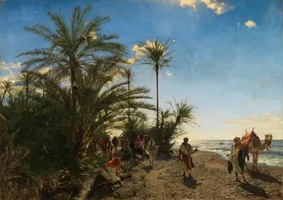 Пальмы Акабы на Красном море by Адольф фон Меккель, 1884 — digital art print download