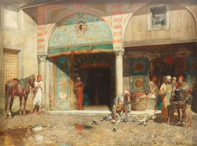 Outside the mosque by Alberto Pasini — digital art print download