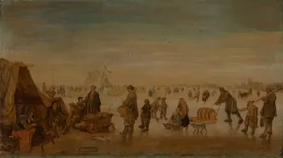 Ледяные забавы на замерзшей реке by Арент Арентсз. Кабел — digital art print download