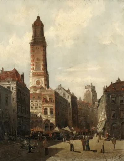A street market by August Von Siegen — digital art print download