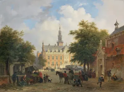 Street scene, Amsterdam by Bartholomeus Johannes van Hove — digital art print download