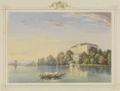 Album der Insel Mainau; Ansicht des Schlosses vom See her by Carl Ludwig Frommel, 1855-1856 — digital art print download