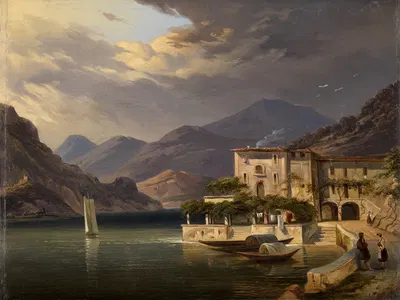Blick auf Bellaggio am Comersee by Carl Ludwig Frommel, 1852 — digital art print download