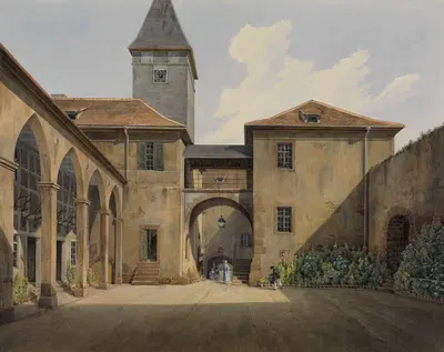 Blick in den Innenhof von Schloss Eberstein by Carl Ludwig Frommel — digital art print download