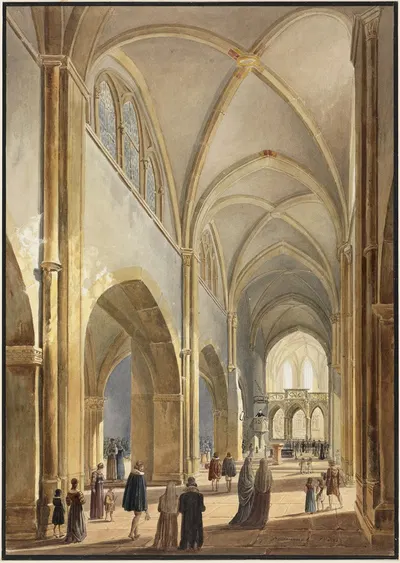 Das Innere der Schloßkirche St. Michael in Pforzheim by Carl Ludwig Frommel, 1824 — digital art print download