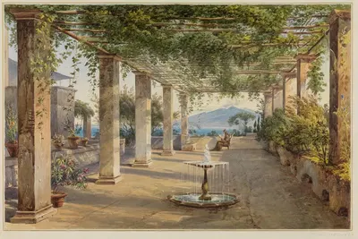 Laubengang der Villa Cucumella in Sorrent by Carl Ludwig Frommel, 1834 — digital art print download