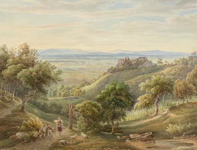 Schloss Ortenberg vor dem Wiederaufbau by Carl Ludwig Frommel, 1832 — digital art print download
