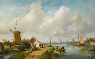 Рыбаки в голландской деревне by Шарль Лейкерт — digital art print download
