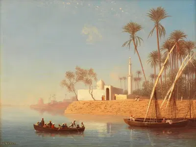 View of Boulak, near Cairo, Egypt by Charles Théodore Frère — digital art print download