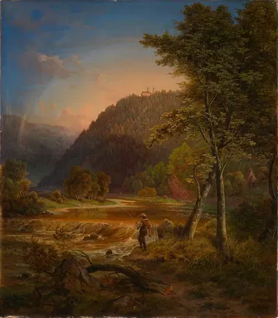 Вид на замок Ной-Эберстайн у Гёрнсбаха в Мургтале by Даниэль Фоhr, 1846 — digital art print download