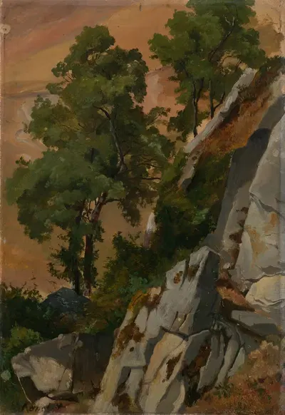 Скала с деревьями у Олевано by Эдмунд Канольдт, 1869 — digital art print download