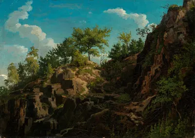 Felspartie mit Bäumen by Emil Lugo, 1890-1900 — digital art print download