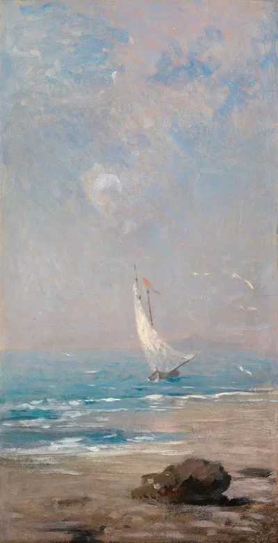 Segelboot auf einem bayerischem See by Emil Lugo — digital art print download