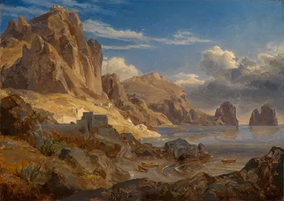 Берег у Капри с видом на Фаральони by Эрнст Фриз, 1829-1830 — digital art print download