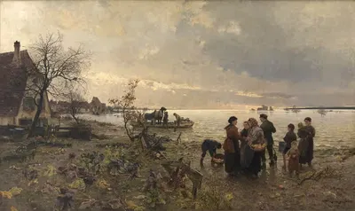 Наводнение Рейна у Карлсруэ в 1887 году by Фридрих Кальморген, 1888 — digital art print download