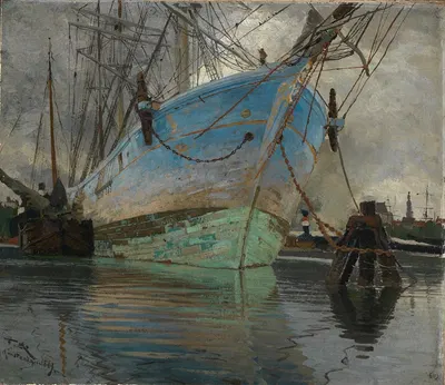 Корабли в амстердамском порту by Фридрих Кальморген, 1889 — digital art print download