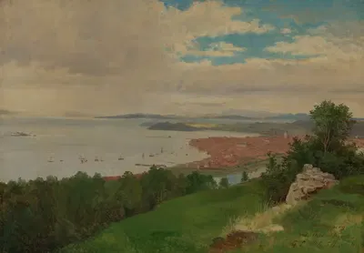 Вид на Трондхейм by Георг Эдуард Отто Заал, 1854 — digital art print download