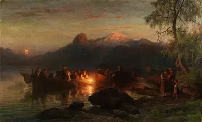 Норвежское рыбацкое захоронение by Георг Эдуард Отто Заал, 1848 — digital art print download