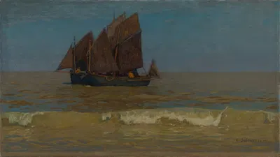 Fischerboote bei La Panne by Gustav Schönleber, 1904 — digital art print download