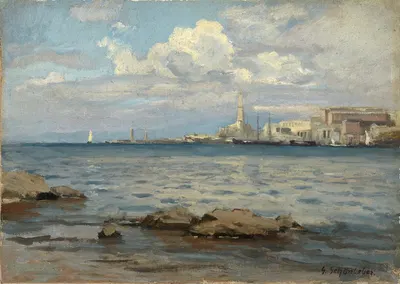 Molo in Genua by Gustav Schönleber, 1872 — digital art print download