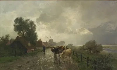 Дождь в Нижнем Рейне by Герман Байш, 1880 — digital art print download
