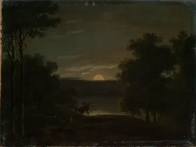 Ландшафт при лунном свете by Якоб Вильгельм Хубер, 1811 — digital art print download