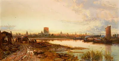 A view of Dordrecht with Grote Kerk by James Webb — digital art print download