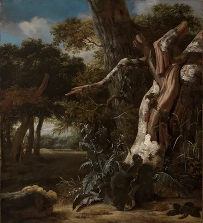 Лесной пейзаж с буком, пораженным молнией by Ян Ван Кессель Старший, 1669 — digital art print download