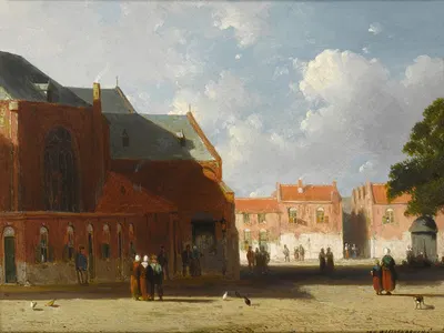 A view of a Dutch town by Jan Weissenbruch — digital art print download