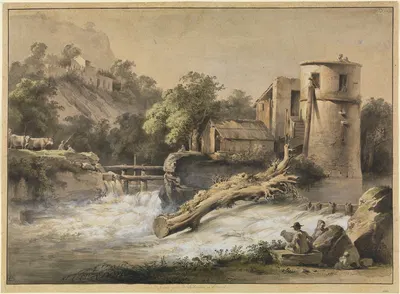 Речной пейзаж у Л'Арбресле в Лионе by Жан-Жак де Буассье, 1790 — digital art print download