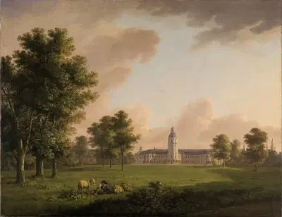 Вид на замок Карлсруэ из парка замка by Карл Кунц, 1804 — digital art print download