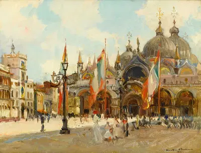 Вид на площадь Сан Марко, Венеция by Оливер Деннетт Гровер, 1913 — digital art print download