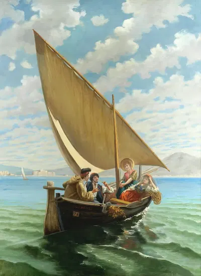 Удовольствие в поездке по заливу Неаполя by Пьетро Габрини — digital art print download