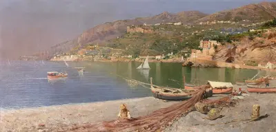 Fixing the nets, Maiori by Pietro Scoppetta — digital art print download