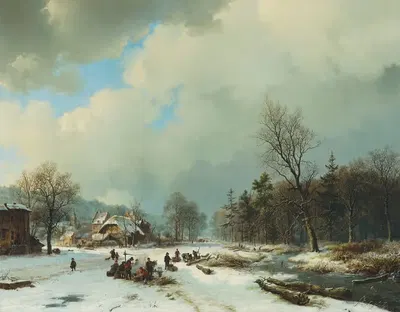 Зимний пейзаж by Баренд Корнелис Кёккёк, 1831 — digital art print download