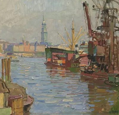 Der Hamburger Hafen by Carl Moll — digital art print download