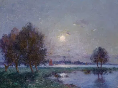 Берег Луары при луне by Фердинанд дю Пюигодо, 1911 — digital art print download