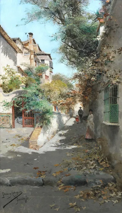Street scene in Granada by Manuel García y Rodríguez, 1890 — digital art print download
