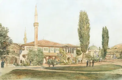 Вид на дворец хана в Бахчисарае, Крым by Рудольф фон Альт, 1863 — digital art print download