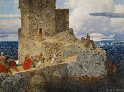 Maurenturm an der spanische Küste by Alexander Rothaug — digital art print download