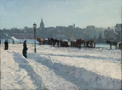Зимняя сцена с набережной Стокгольма by Альфред Бергстрём, 1899 — digital art print download